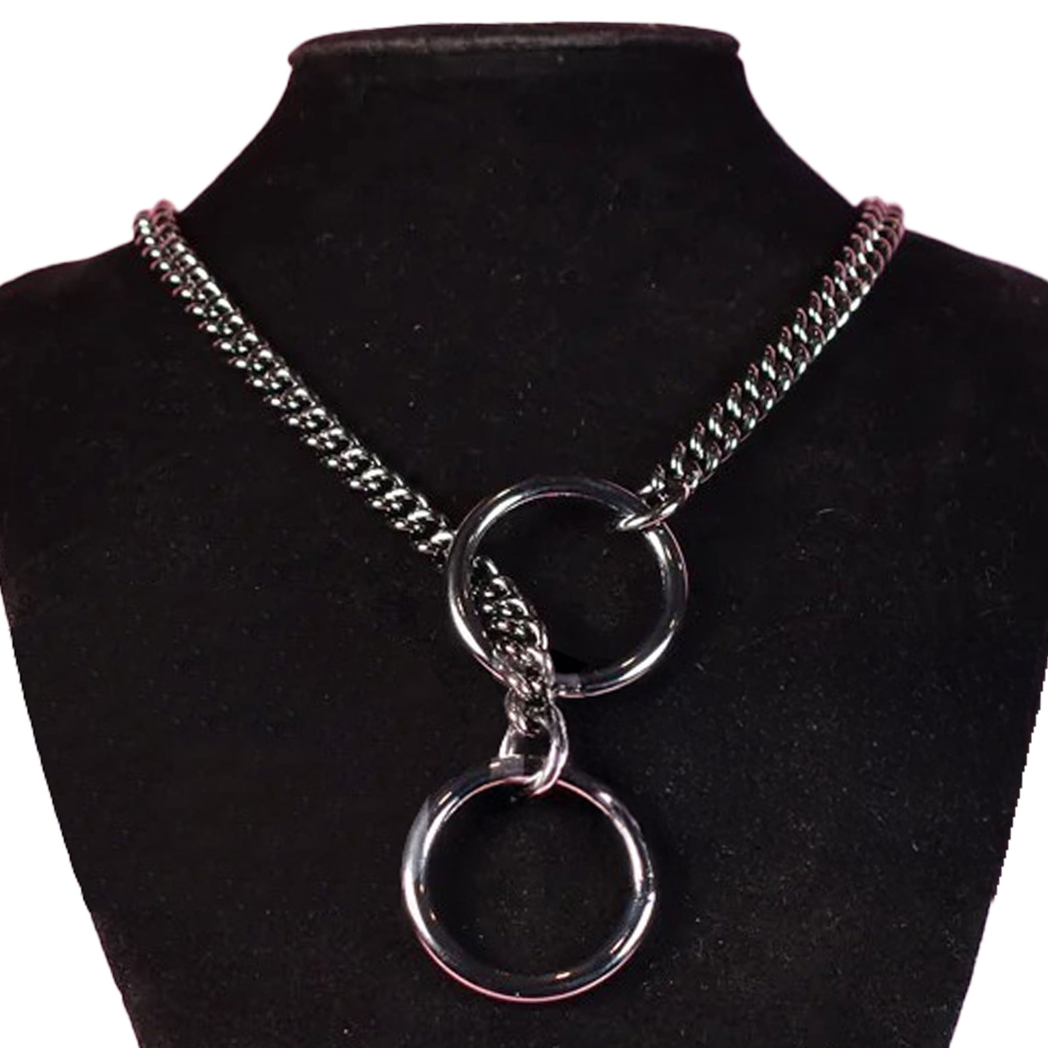 Stainless-steel chain accessories jewelry necklace super-thick resistant collar choker choke-chain jump-rings pull-chain slip-chain jump-rings tugging pulling pet-play pup-play fetish fashion alt-fashion bdsm bdsm-play kink kinky kinky-play bedroom control gunmetal
