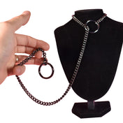 Stainless-steel chain accessories jewelry necklace super-thick resistant collar choker choke-chain jump-rings pull-chain slip-chain jump-rings tugging pulling pet-play pup-play fetish fashion alt-fashion bdsm bdsm-play kink kinky kinky-play bedroom control gunmetal