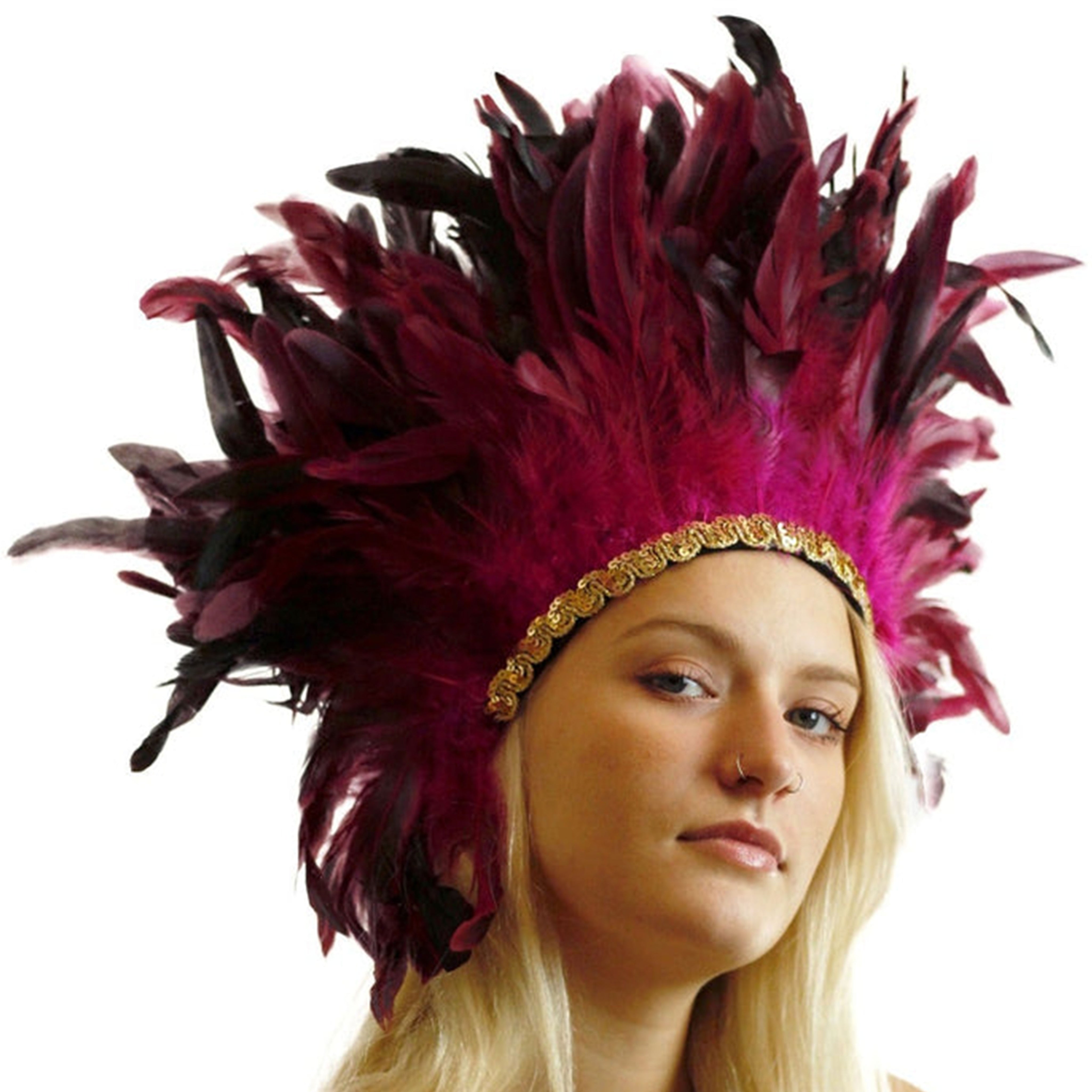 Spirit Feather Headdress with Gold Trim