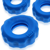 Stretchy Non-Roll Hunkyjunk HUJ Cockrings (3 Pack) - Teal Ice