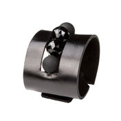Premium leather wrist cuff embedded beads beaded clasp punch-through luxury contemporary chic modern fashion alt-fashion arm gear accessories black