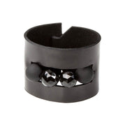 Premium leather wrist cuff embedded beads beaded clasp punch-through luxury contemporary chic modern fashion alt-fashion arm gear accessories black