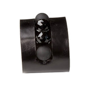 Premium leather wrist cuff embedded beads beaded clasp punch-through luxury contemporary chic modern fashion alt-fashion arm gear accessories black
