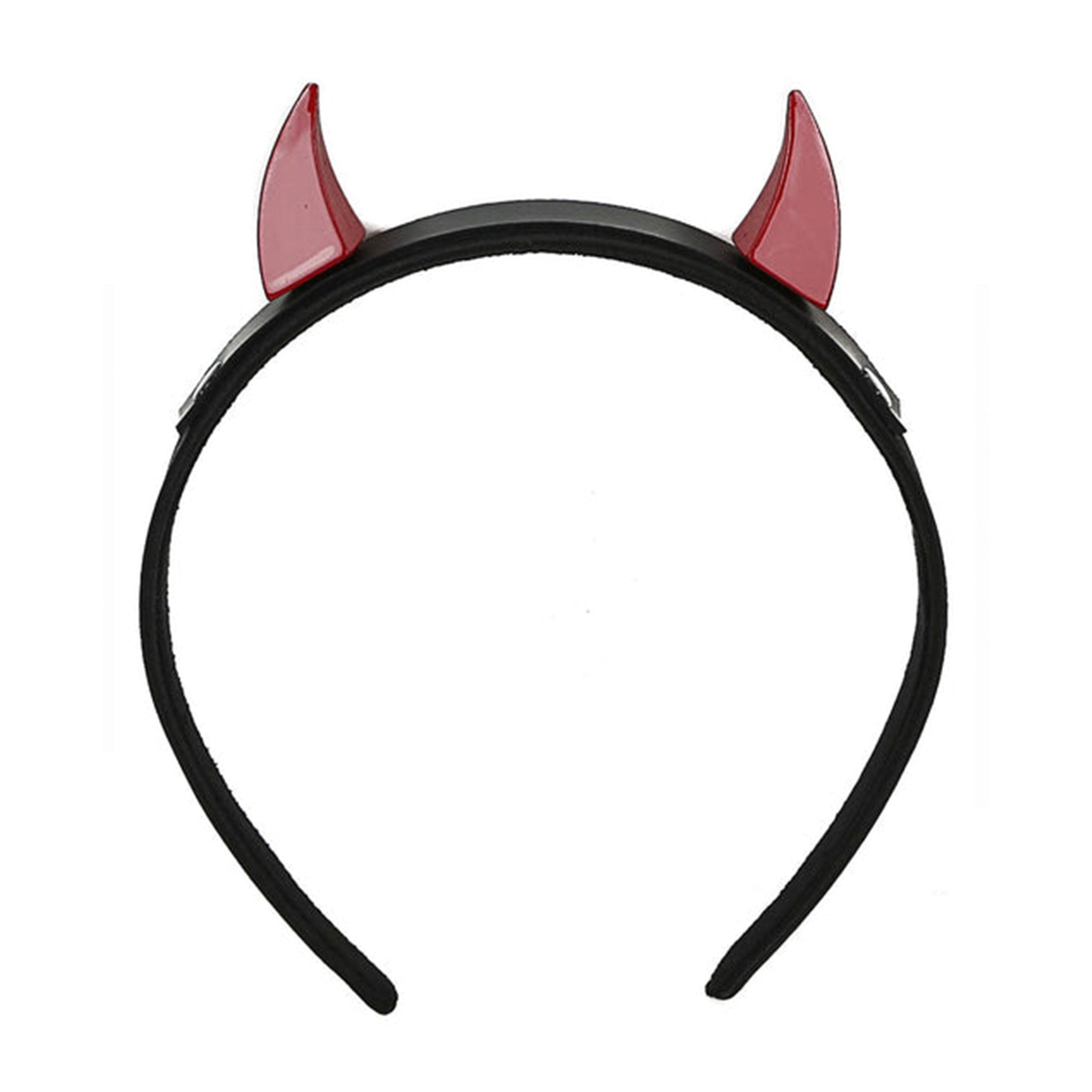 headband with spikes black leather nylon metallic horns cosplay devil costume accessory fetish gothic headpiece