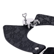 Leather faux-leather lace-etched lace accessories jewelry collar choker day-collar adjustable bra-slider locking lockable heart-lock heart-shaped elegant elegance edgy edge luxurious confidence grace sophisticated sensual secure stylish style subtle bold comfortable custom-fit all-day everyday striking fetish fashion bdsm bondage submission devotion dynamic bdsm-dynamic kink kinky kinky-play desire black silver
