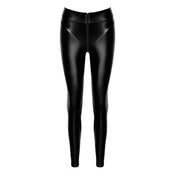 Wetlook power-wetlook high waist waisted hi-waist high-waist waisted stretch leggings skinny-leg pants long 2-way two-way full-length crotch zipper form-fitting female femme feminine women lux sexy black