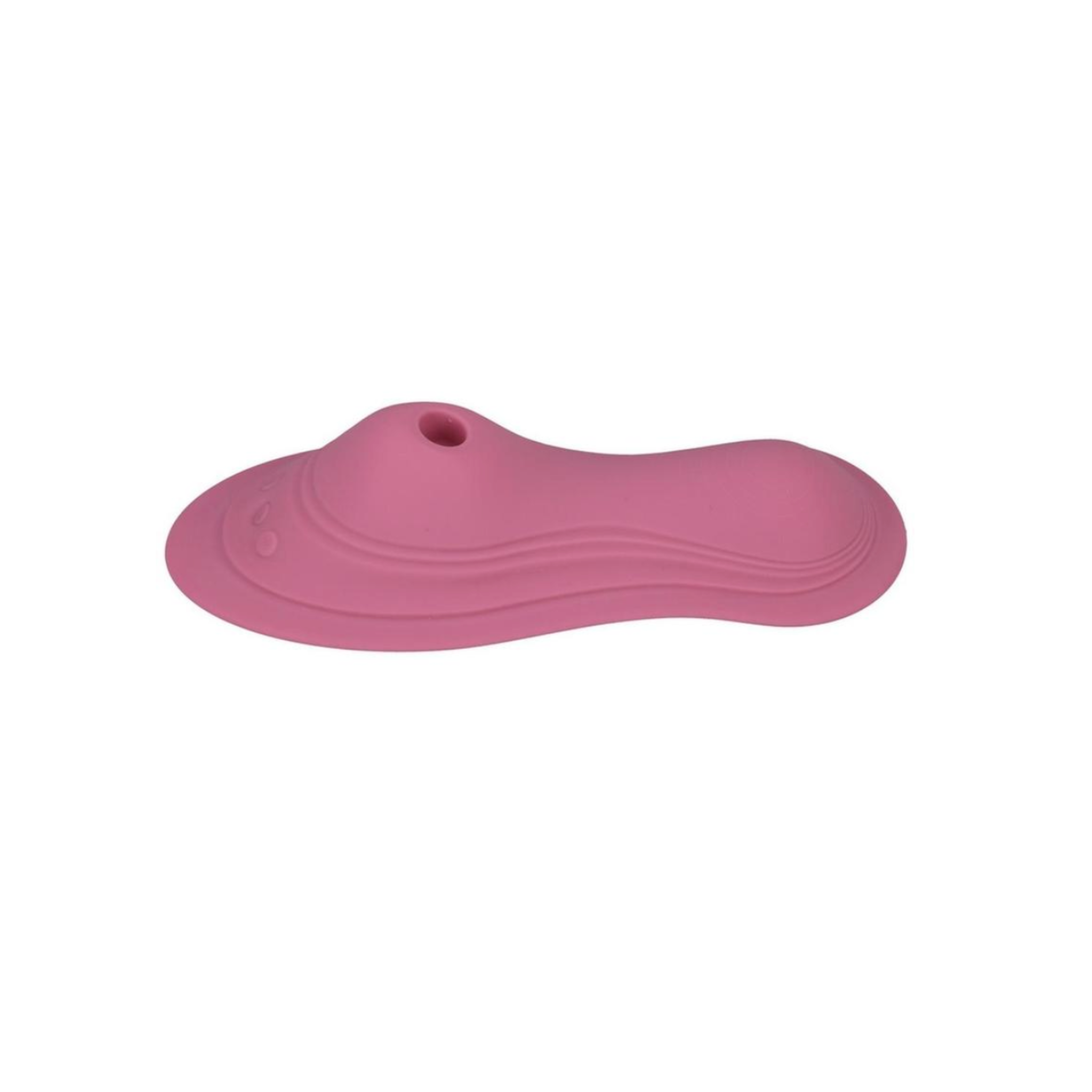 Pink pleasure seat, dual sucking and vibrating sides, health-grade silicone, wireless remote, waterproof.