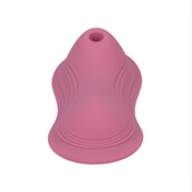 Pink pleasure seat, dual sucking and vibrating sides, health-grade silicone, wireless remote, waterproof.