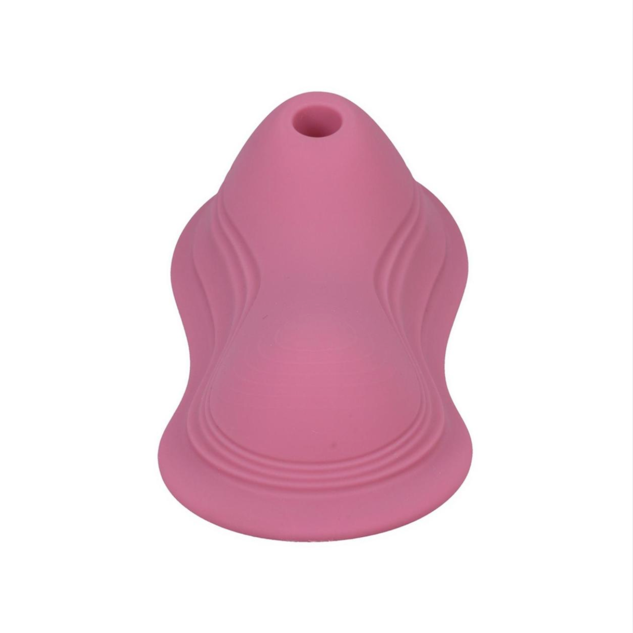 Pink pleasure seat, dual sucking and vibrating sides, health-grade silicone, wireless remote, waterproof.