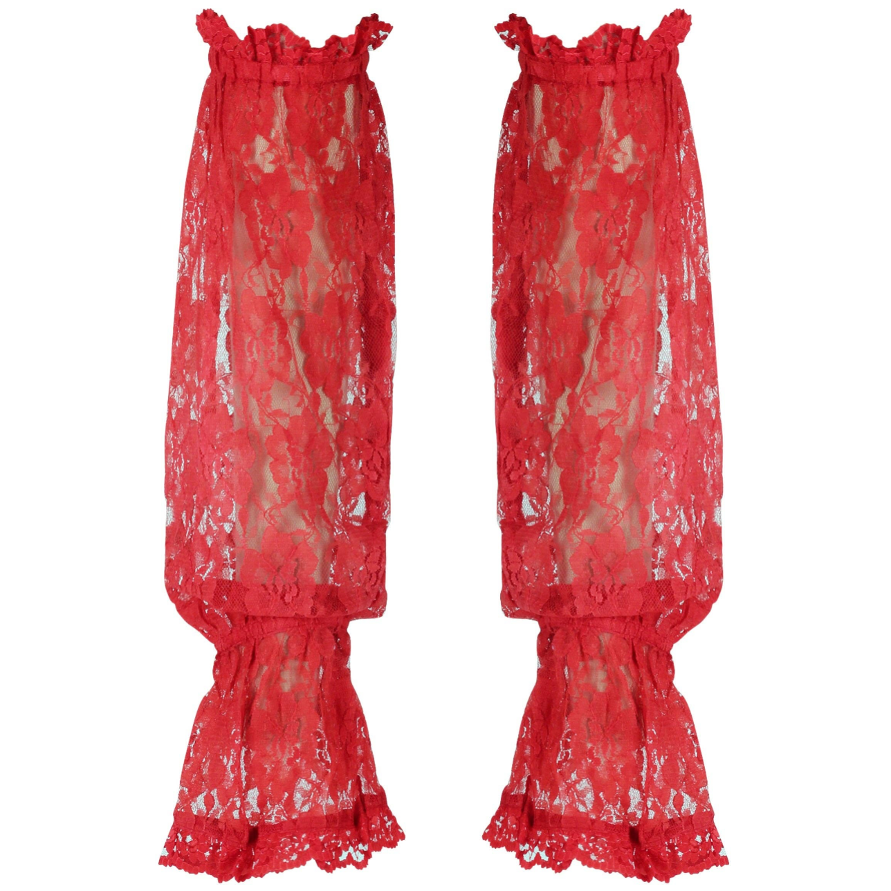 Red Sheer Lace Smocked sleeve | Gothic Lace Ruffle Sleeves | Red Lace Gothic sleeve | Sheer Smocked Lace Blouse | Romantic Gothic sleeve | Ruffled Sleeve