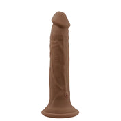 Silicone vibrator vibrating vibe massager dildo dong thrusting dual-layer remote-control remote control suction-cup suction cup chocolate