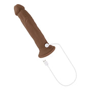 Silicone vibrator vibrating vibe massager dildo dong thrusting dual-layer remote-control remote control suction-cup suction cup chocolate