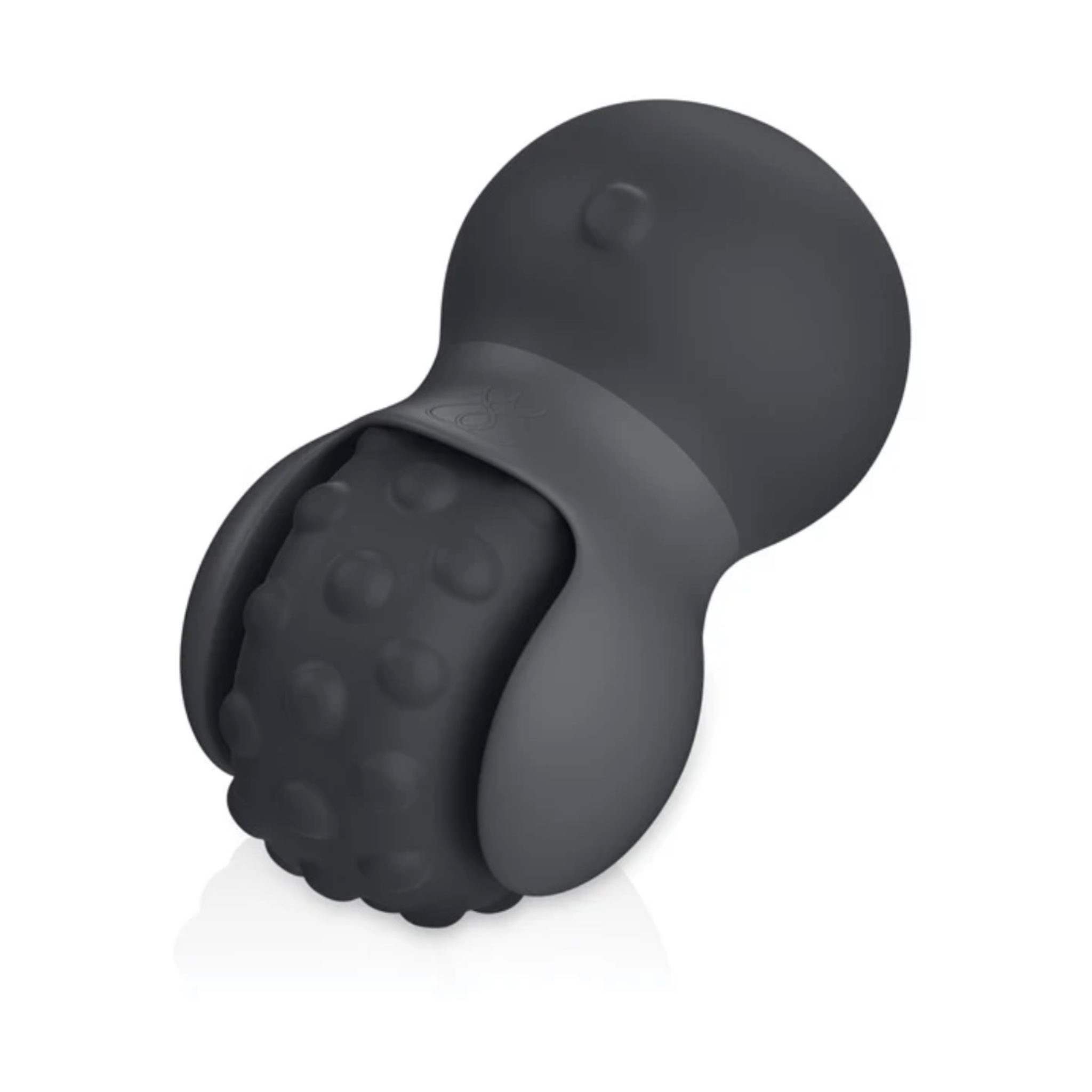 Vibrating massager, rolling massage wand, silicone, rechargeable, black.