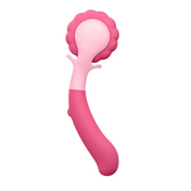 Vibrating massager, rolling massage wand, silicone, rechargeable, pink.
