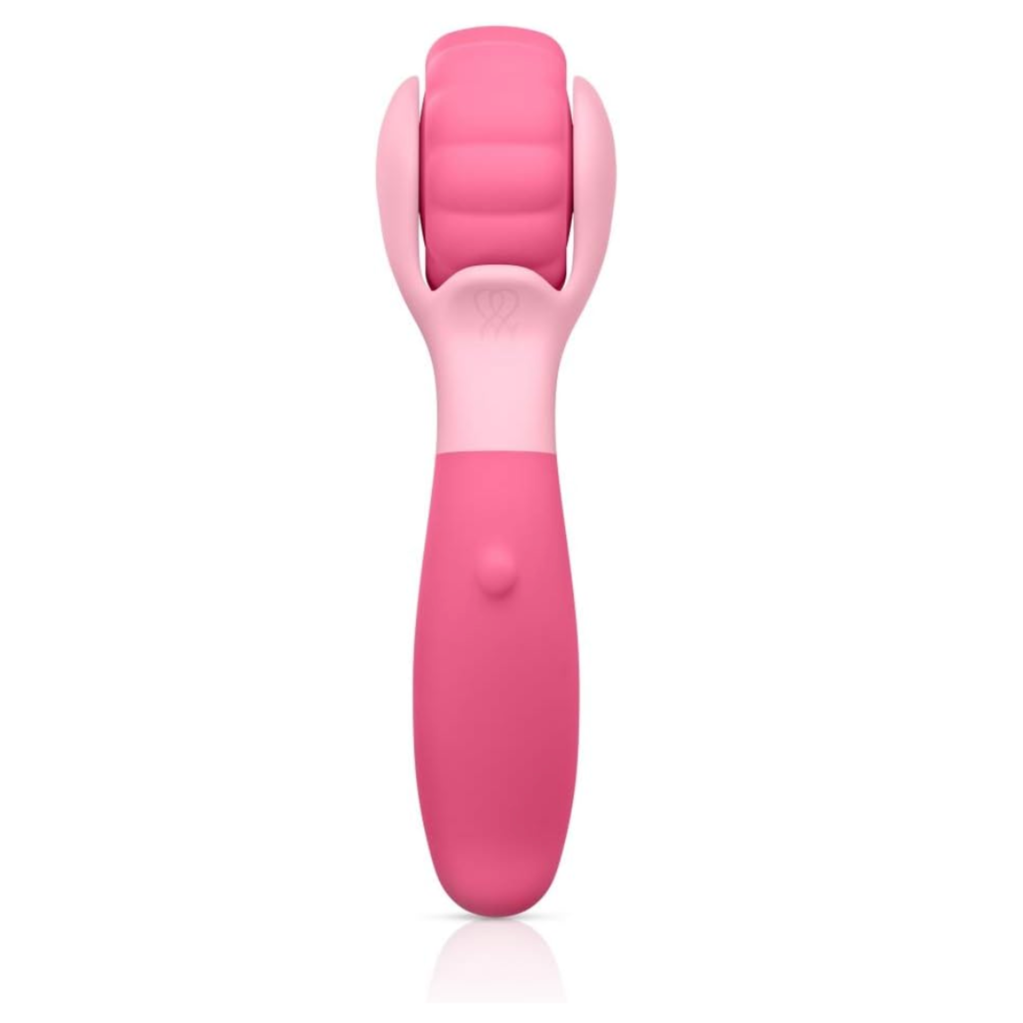 Vibrating massager, rolling massage wand, silicone, rechargeable, pink.
