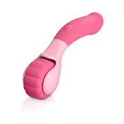 Vibrating massager, rolling massage wand, silicone, rechargeable, pink.