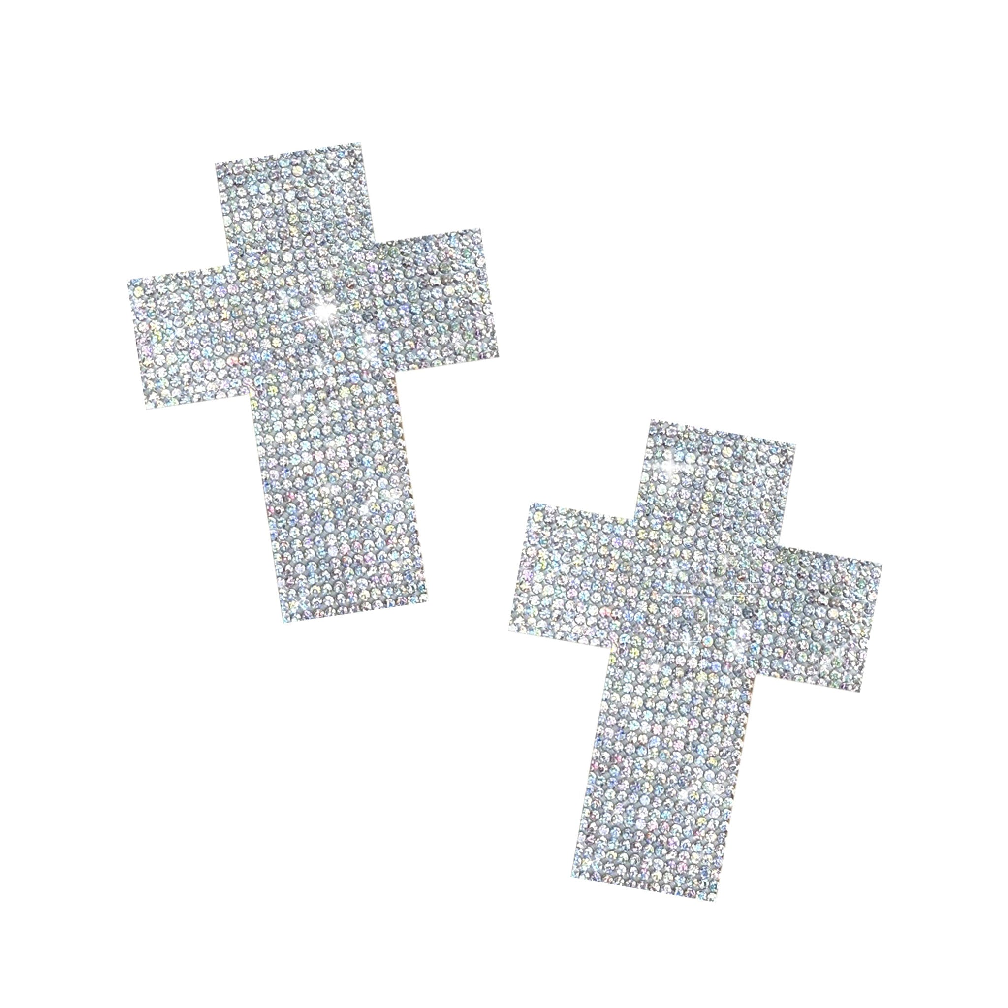 Nipple pasties breast shields petals crucifix cross jewel crystal iridescent sparkling sparkly treasure chest self-adhering stick-on hypoallergenic waterproof