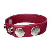 5 Snaps Leather Cock Ring Cuff ADJ RED