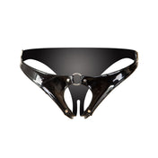 PVC vinyl lingerie intimates bottoms panty panties knickers kinky-nix open-crotch O-ring adjustable buckle side-buckle shiny glossy sexy fetish fashion alt-fashion bdsm bdsm-gear exposed exposure exhibitionism easy-access kink kinky kinky-gear female femme feminine womens black