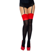 Opaque Spandex Contrast Color Cuban Heel Stocking with Backseam  REG