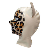 Heart Leopard Latex Kitty Ears White Face Hood- M