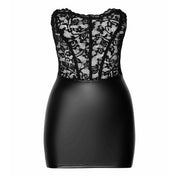 Wetlook power-wetlook lace polyester elastane polyamide nylon sheer transparent dress mini-dress minidress skirt miniskirt mini-skirt corset sleeveless strapless lace-up laceup corset-back nylon-cording shiny elegant comfortable adjustable modern confident dramatic daring fashion alt-fashion female femme feminine womens black