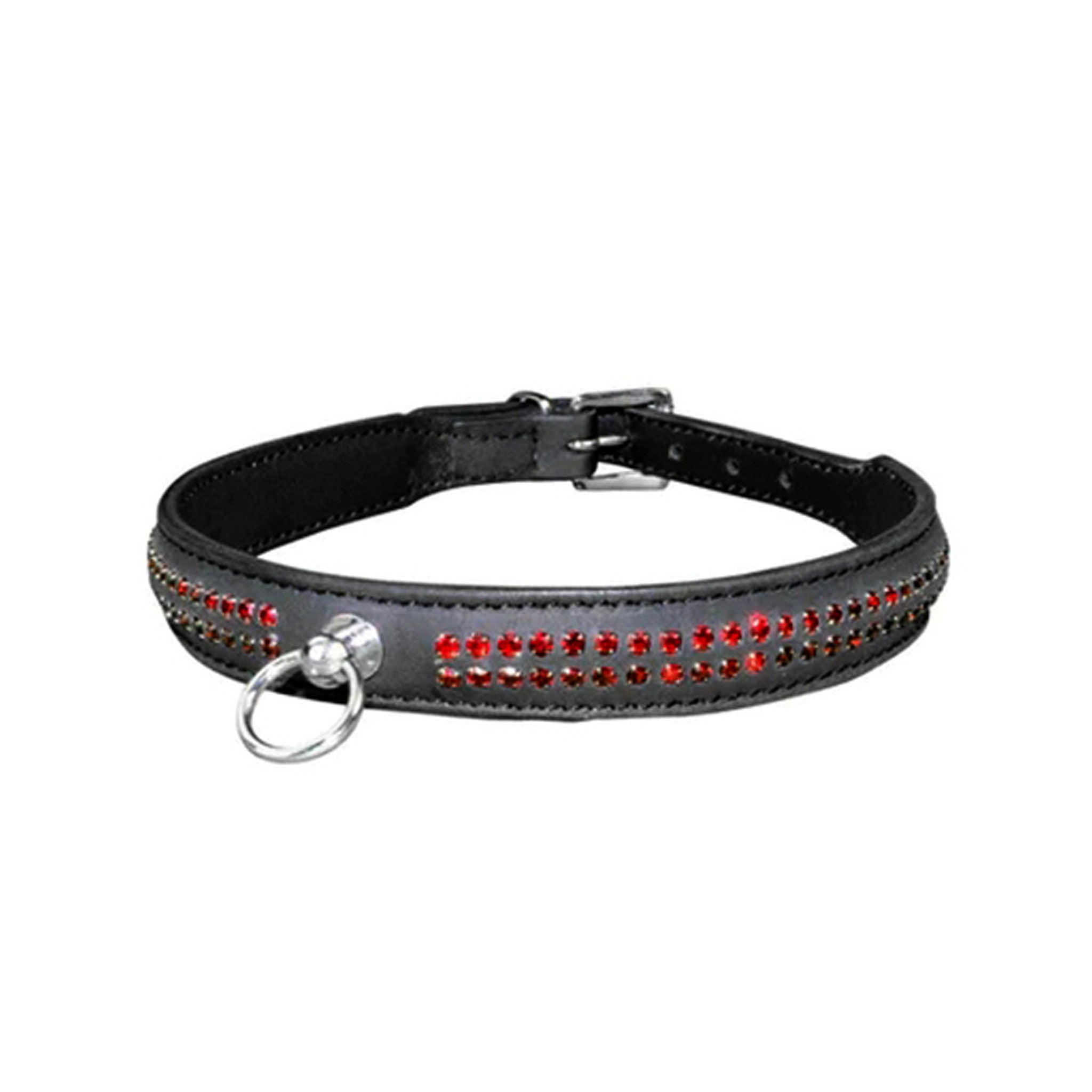 Leather genuine-leather real-leather high-quality rhinestones accessories collar bondage-collar day-collar choker O-ring ball-post adjustable buckle fetish fashion alt-fashion punk goth gothic kink kinky kinky-gear bdsm bondage slave sub submissive submission pet pet-play kitty kitten adult-toys black red