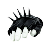 Leather genuine gloves fingerless velcro spike spikes spiked needle pointy riveted patch goth gothic punk alt-fashion costume cosplay punk-rock accessories black