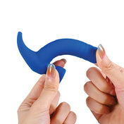 Hammer vibrator, compact, flexible shaft, waterproof, blue silicone.