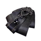 Satin ornament necktie tie neck-tie jabot ribbon gems gemstones pendant adjustable variable elastic safety-pin luxury luxurious pre-tied vampire goth gothic epicurean libertine fashion costume cosplay accessories halloween black