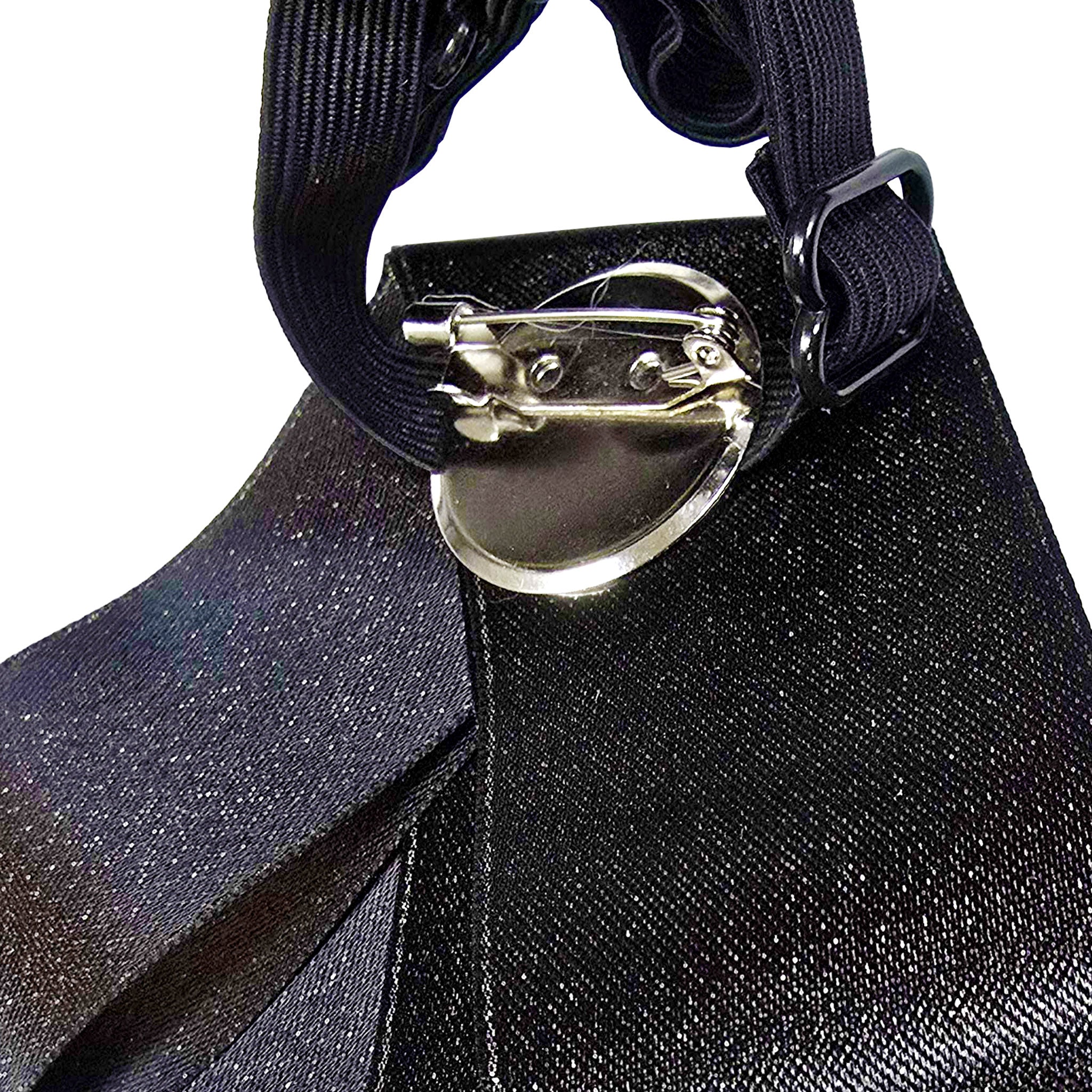 Satin ornament necktie tie neck-tie jabot ribbon gems gemstones pendant adjustable variable elastic safety-pin luxury luxurious pre-tied vampire goth gothic epicurean libertine fashion costume cosplay accessories halloween black