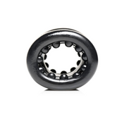Master Series Ball Stack ball stretcher black, textured TPE cock ring tunnel, ball separator with stimulation nubs, stretchy ball stretcher sex toy, fetish cock and ball gear, male enhancement BDSM toy, Fetish Factory CBT toy