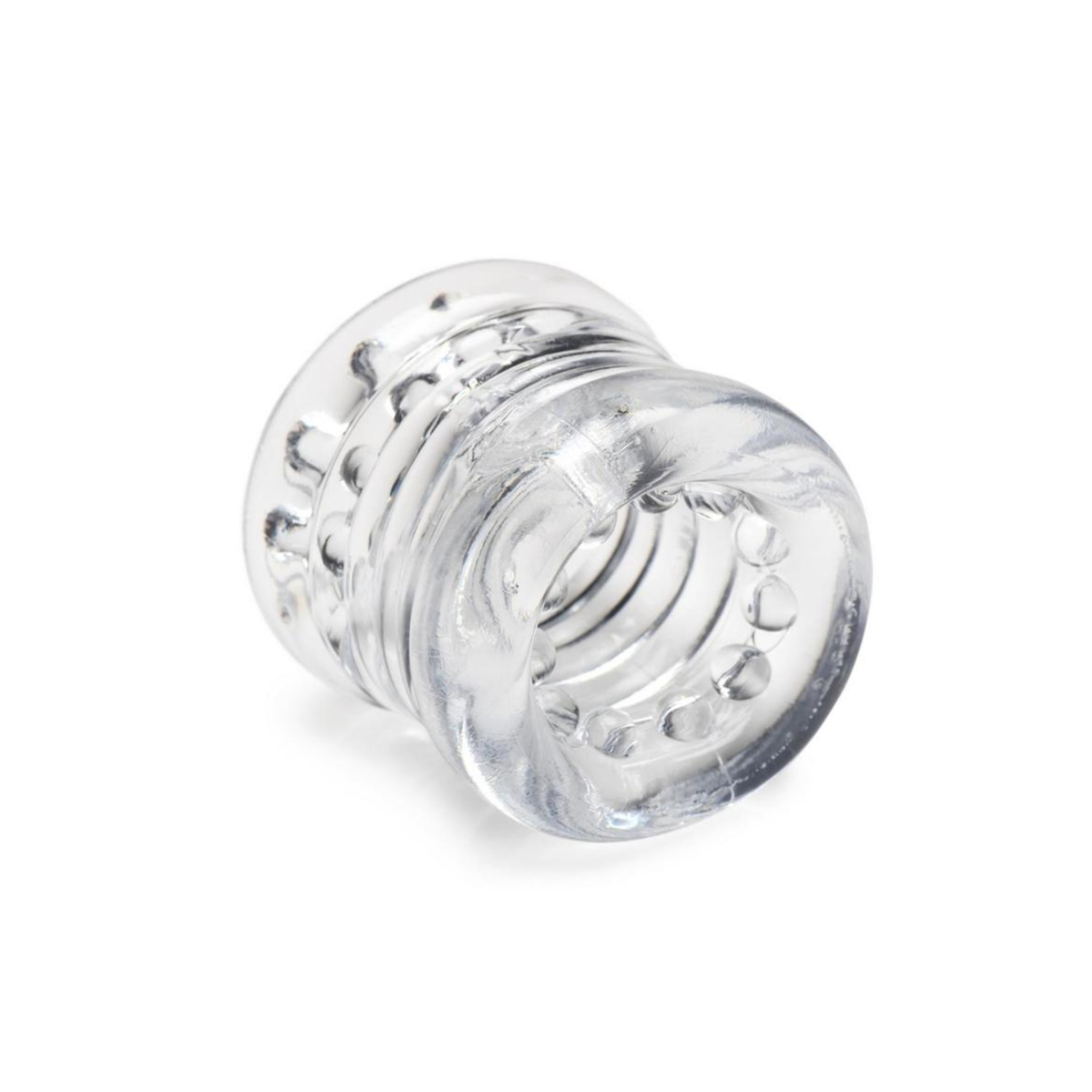Master Series Ball Stack ball stretcher black, textured TPE cock ring tunnel, ball separator with stimulation nubs, stretchy ball stretcher sex toy, fetish cock and ball gear, male enhancement BDSM toy, Fetish Factory CBT toy