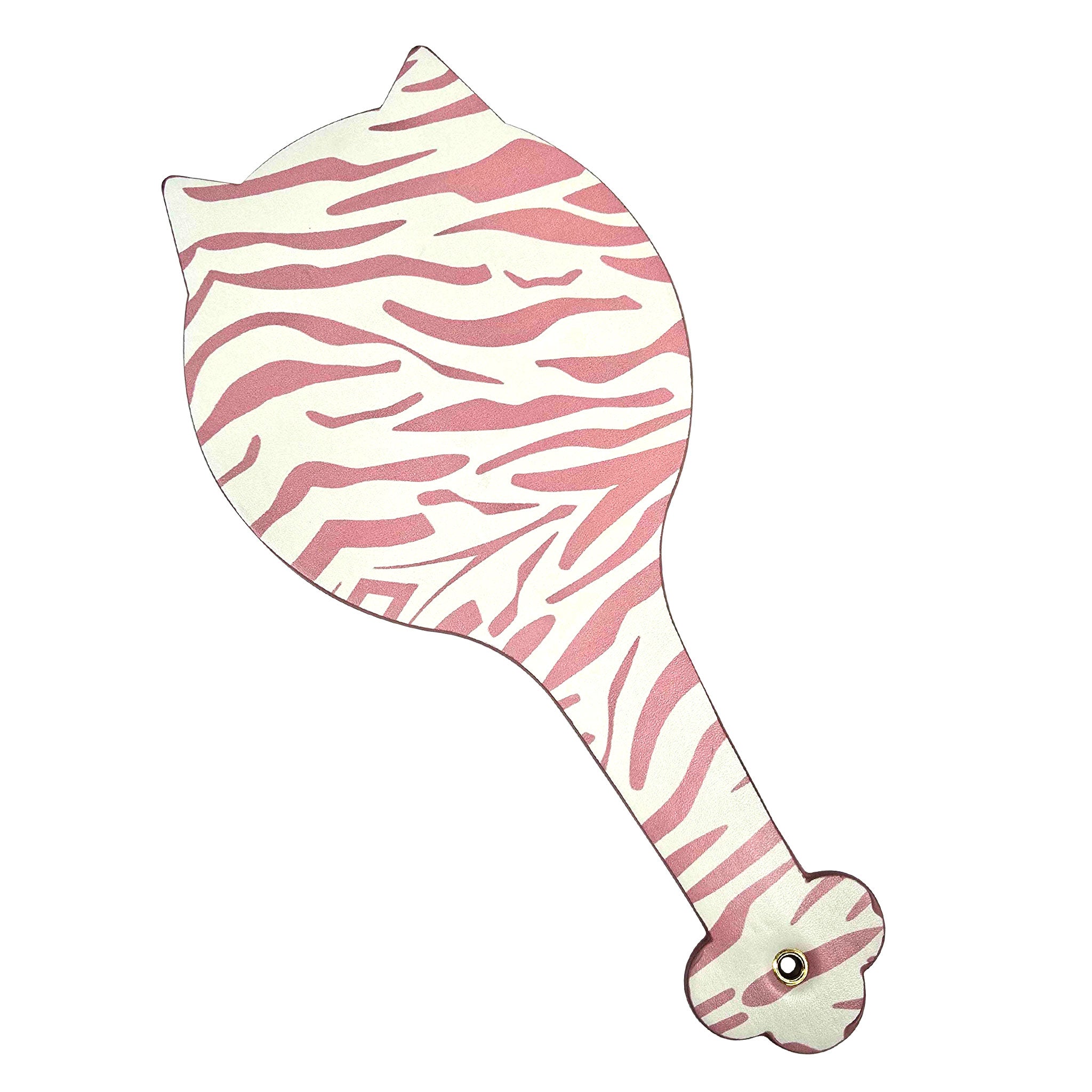 Leather vegan-leather paddle spanking-paddle paw-shaped cat-shaped cat-ears toebeans toe-beans padded fetish bdsm sadism masochism discipline impact impact-toys impact-play kink kinky kinky-play animal animal-play pet-play cat bad-kitty kitty kitten adult-toys white pink animal-print animal-stripes