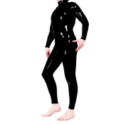 Latex glued onepiece one-piece 1-piece onesie catsuit cat-suit bodysuit body-suit long sleeve longsleeve long-sleeve sleeved long-sleeved 3way 3-way front zip zipper mens male masculine men masc anatomical bdsm fetish fashion alt-fashion black