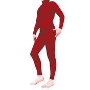 Latex glued onepiece one-piece 1-piece onesie catsuit cat-suit bodysuit body-suit long sleeve longsleeve long-sleeve sleeved long-sleeved 3way 3-way front zip zipper mens male masculine men masc anatomical bdsm fetish fashion alt-fashion red