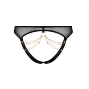 mesh chain open back panty gold chain draped grommet o-ring hipster cheeky open caged back lingerie sexy mesh underwear fetish factory exclusive intimate wear