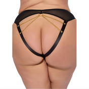 mesh chain open back panty gold chain draped grommet o-ring hipster cheeky open caged back lingerie sexy mesh underwear fetish factory exclusive intimate wear