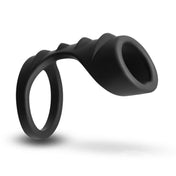 Bolster Silicone Cock Ring Harness- Black