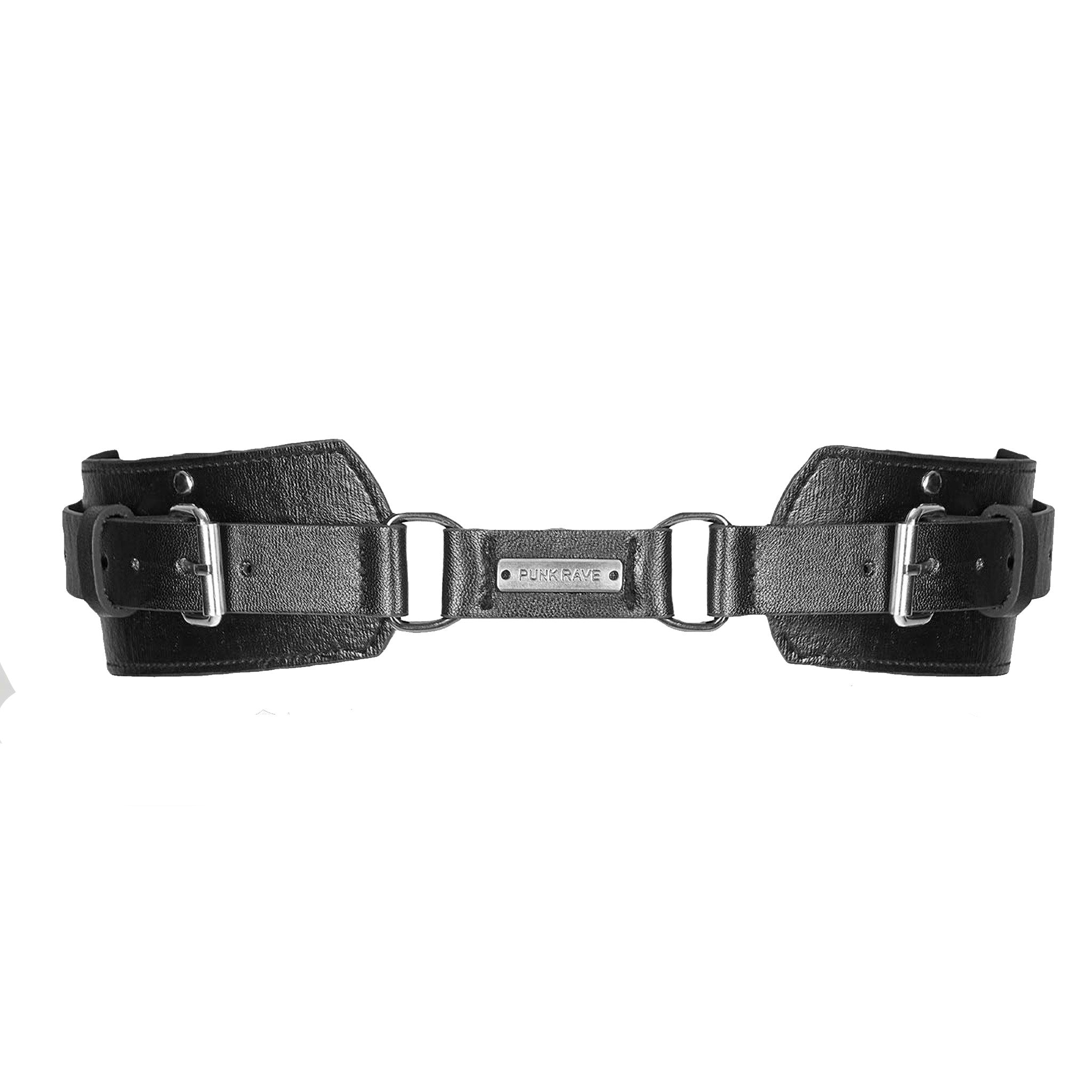 Double Layer Buckled Belt Black O/S