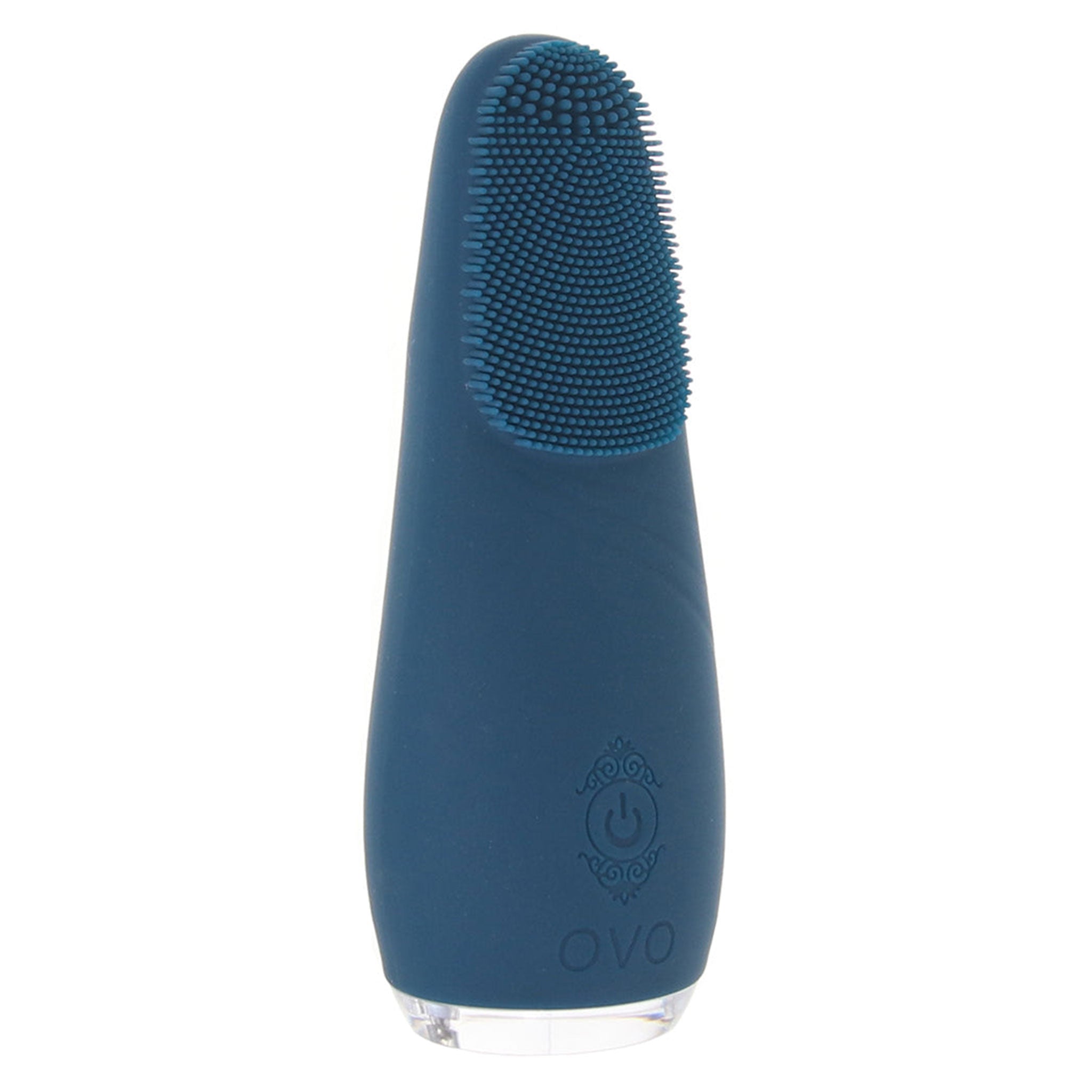 Silicone vibrator vibe non-phallic light-up led base lightweight lay-on textured tip flexible curvy teal blue