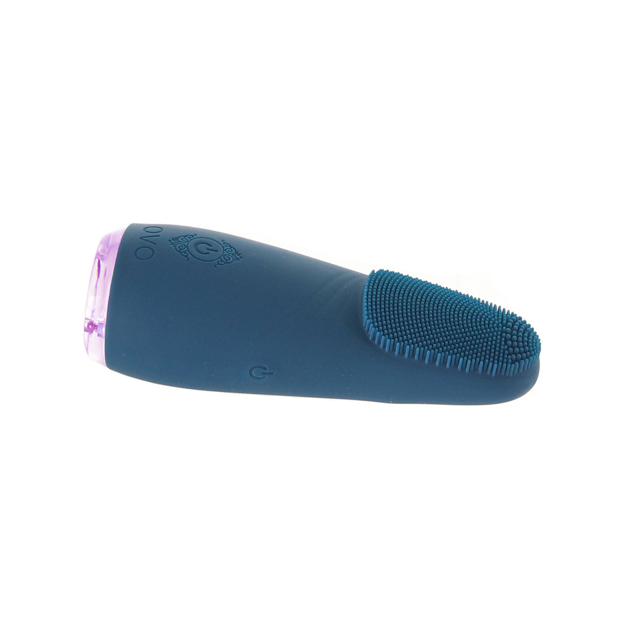 Silicone vibrator vibe non-phallic light-up led base lightweight lay-on textured tip flexible curvy teal blue