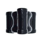 TPR ball stretcher stretchy cock-and-ball cbt non-vibe non-vibrating adjustable weights three 3-weights stainless steel equipment bondage bdsm black