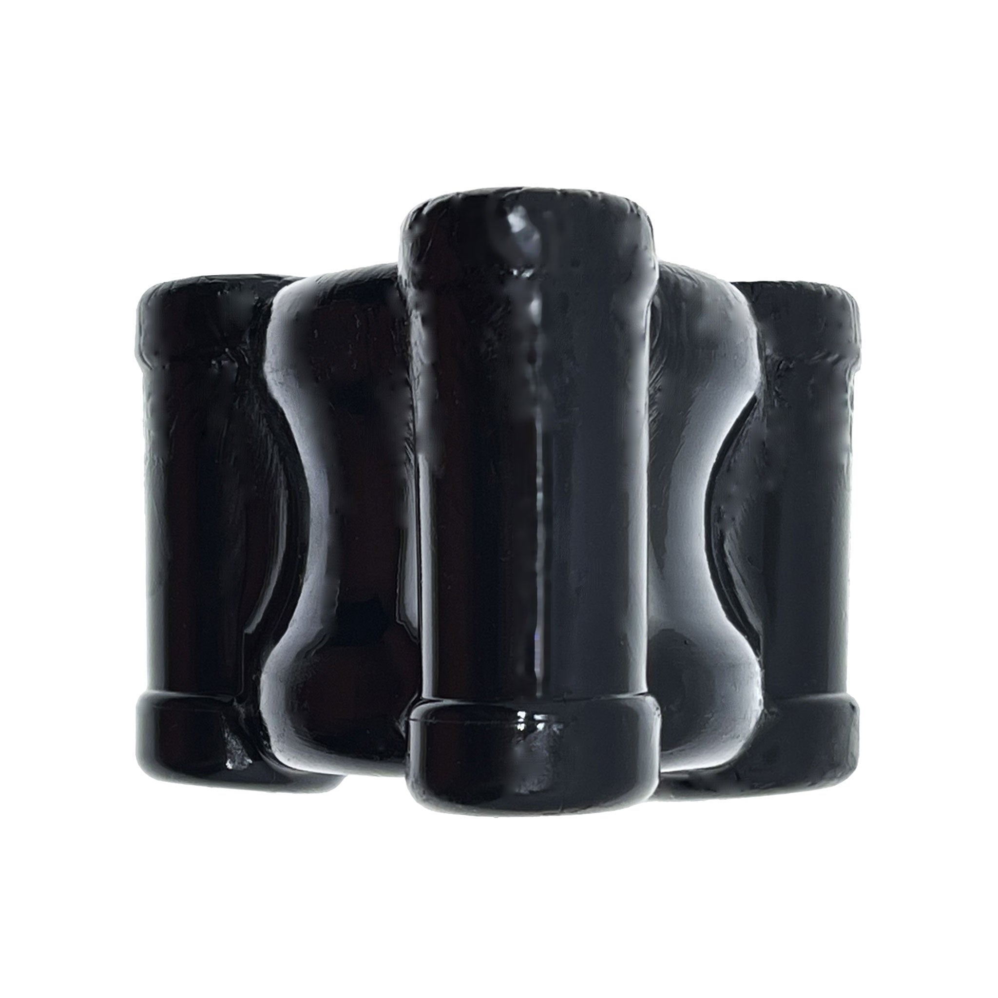 TPR ball stretcher stretchy cock-and-ball cbt non-vibe non-vibrating adjustable weights three 3-weights stainless steel equipment bondage bdsm black