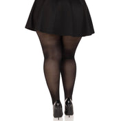 Nylon spandex elastane micro-net sheer opaque hosiery pantyhose panty-hose stockings tights intimates versatile breathable reinforced cotton crotch form-flattering waist-high waist high queen plus plus-sized black