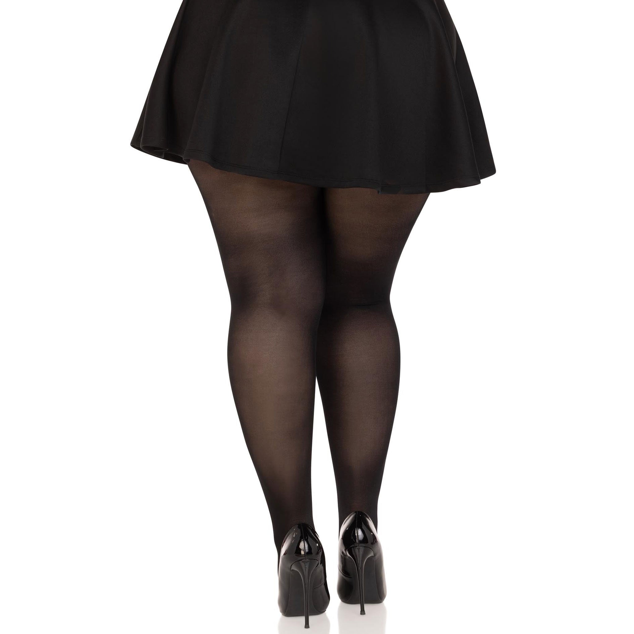 Nylon spandex elastane micro-net sheer opaque hosiery pantyhose panty-hose stockings tights intimates versatile breathable reinforced cotton crotch form-flattering waist-high waist high queen plus plus-sized black