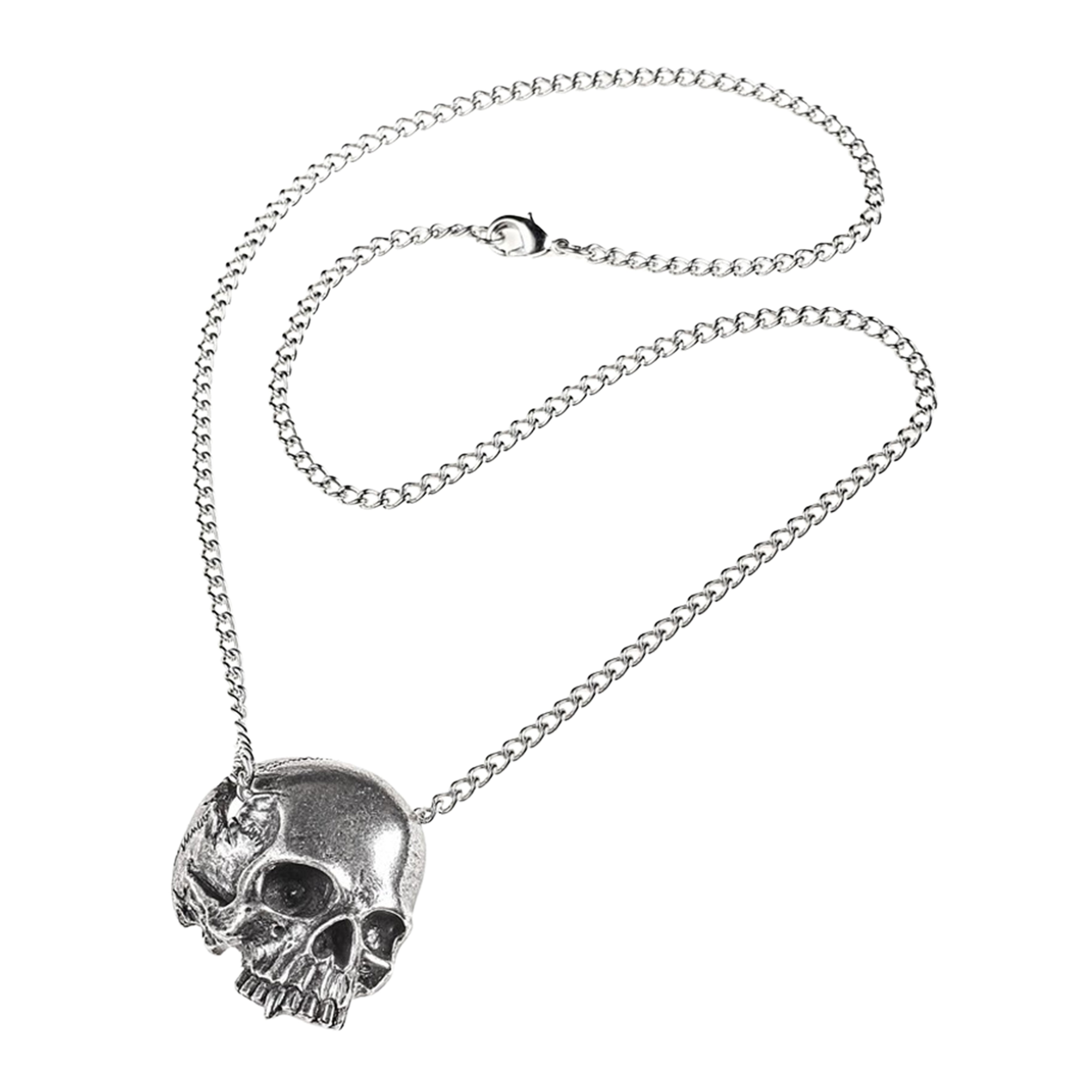 Jawless Human Skull Sliding Pendant Chain Necklace