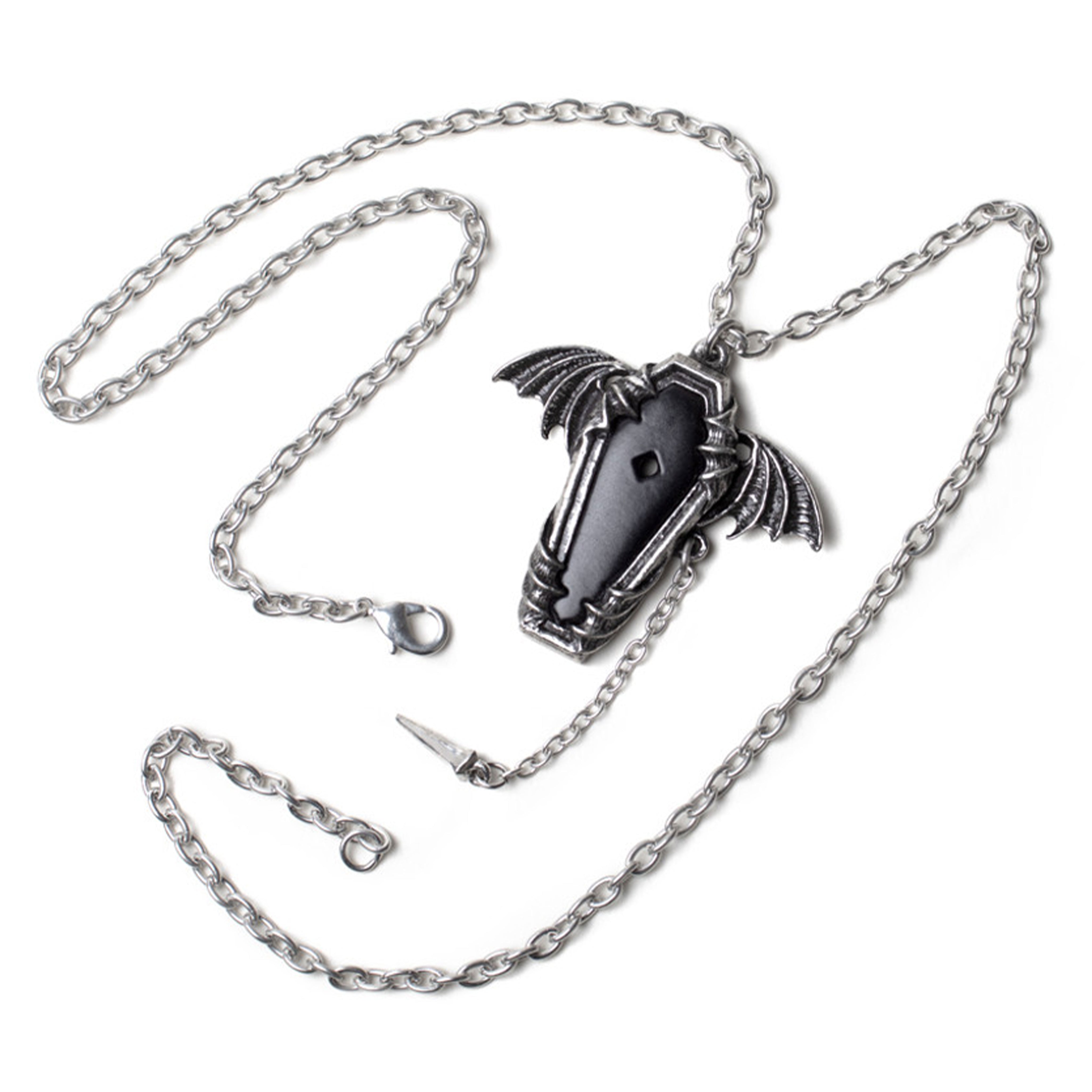 Coffin Pendant Eternal Sleep Heart Spike Connecting Chain Necklace