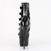 PVC vinyl footwear boot ankle buckle straps ornamental side-zip side zipper inner high-heel stiletto heel 7-inch platform concealed 3-inch womens women's fetish fashion punk rock goth alt black