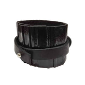 Leather patent glossy high-quality textured wrist cuff bracelet wraparound ingot studs punch-through clasp luxurious elegance rebellious edgy modern luxurious arm gear accessories black